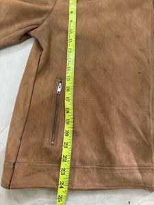 Brown Faux Suede Moto Jacket