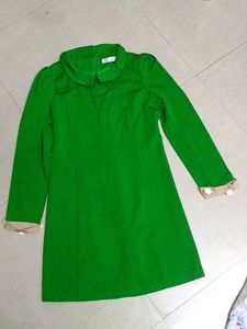 Stylish  Green short Collar Dress