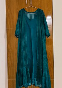 dark green color kurti pant with stripped printed