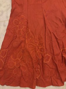Marks &amp; Spencer Orange Embroidered Skirt