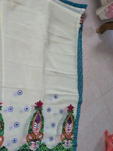 Teal Bandhani Saree