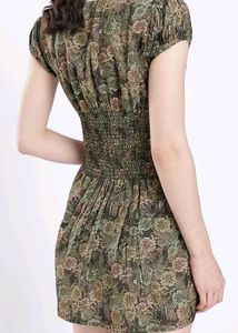 Vintage Floral Print V-Neck Dress