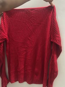 V-Neck Ribbed Knit Top