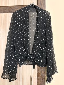 Chic Polka Dot Sheer Kimono Jacket