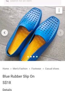 Bright Blue rubber Slip-on Shoes (43)