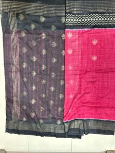 Pink Saree with Black Blouse