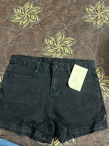 Classic Black Denim Shorts