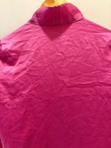 Elegant Pink Satin Button-Up Blouse