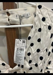 new-Mango Polka Dot Midi Dress