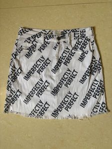 White Denim Skirt