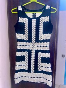 Chic Black & White Knit Dress