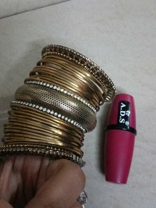 Set of 12 Gold Tone Bangles with Rhinestones