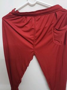 Red Track Pants with Side Tape
