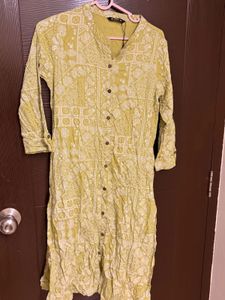 Lime Green Printed Kurta