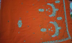 Embellished Orange Saree