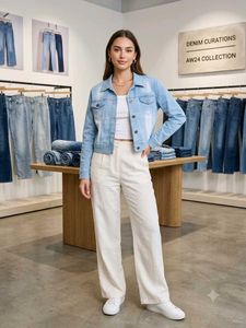 Trendy Light Blue Washed Denim Jacket