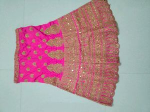Pink &amp; Gold Embellished Lehenga Skirt