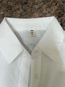 Butterfly Embellished White Button-Up Shirt