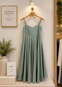 Sage Green Spaghetti Strap Midi Dress
