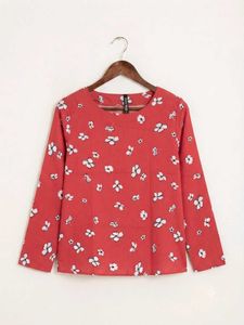 Red Floral Long Sleeve Top