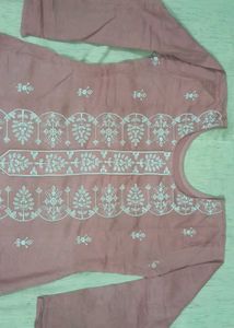 Elegant Peach Embroidered Kurta Set