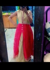 Elegant Pink &amp; Beige Ethnic Gown