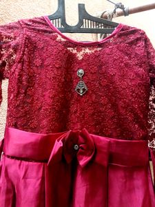Elegant Maroon Lace Gown