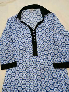 Floral Print Collar Kurta
