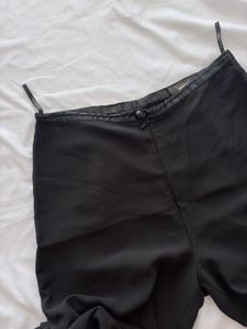 Stylish Black Wide-Leg Pants with Tie Detail