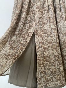 Olive Print Pleated Skirt