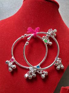 Silver Anklets with Colorful Stones