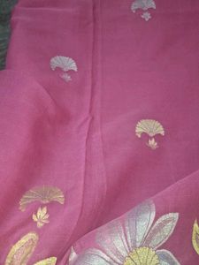 Pink Georgette Saree With Zari Border