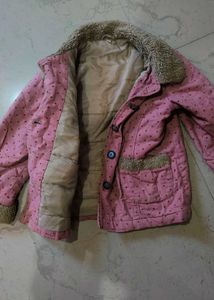 Pink Polka Dot Kids fur Jacket
