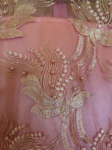 Elegant Pink Beaded Lace Dress