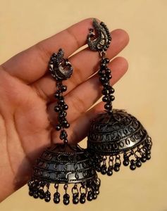 Set of 2 | Oxidized Jhumka Earrings