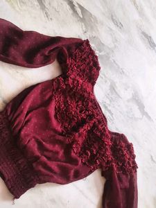 Maroon Off solder crop top💗