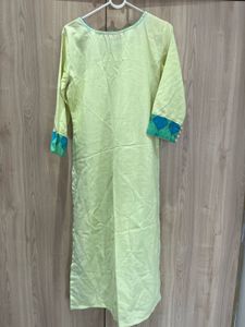 Indo Era Lime Green Embroidered Kurta Set