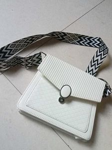 White Textured sling Bag