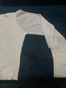White Textured Sleeve Top