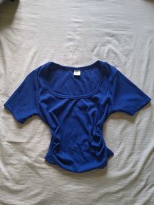 Chic Ruched Royal Blue Top