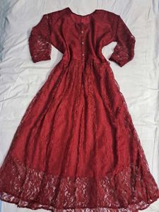 Maroon Lace Dress 🌺