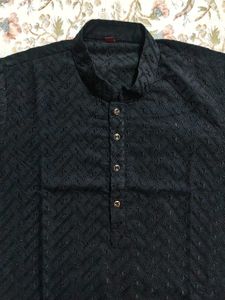 Men's Black Embroidered Kurta