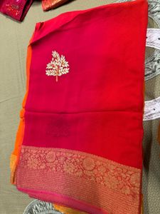 2 shade saree with blouse