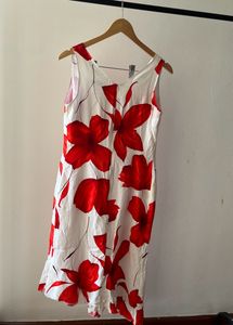 Red Floral Midi Dress
