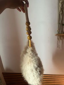 Fuzzy Cream Crescent Handbag