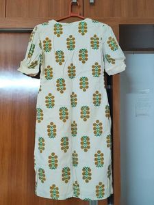 Cream Kurta with Block Print