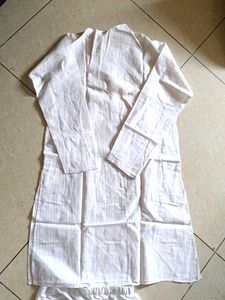 Mens White Cotton Pajama Set
