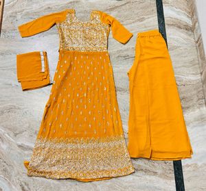 yellow party wear long suit set 😘😌
