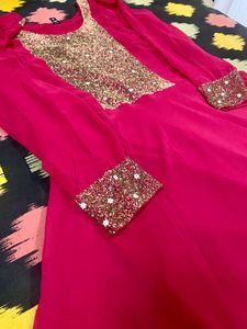 Stunning Pink Sequin Embellished Gown