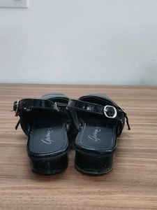 Black Patent Block Heel Sandals